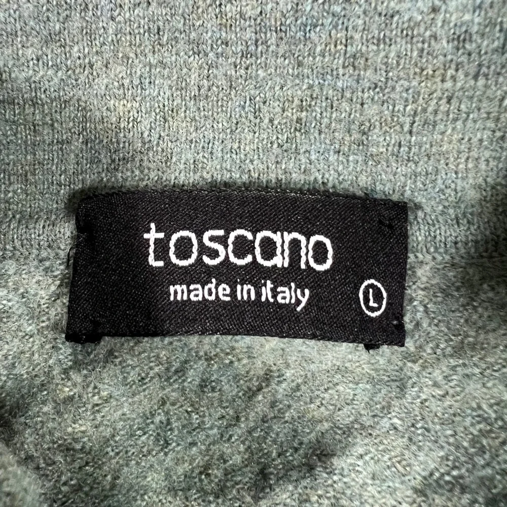 TOSCANO 100‎ Merino Wool Pullover Women Large Green Made in Italy Polo Fall